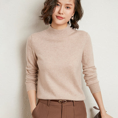 Half high collar cardigan long sleeve loose knit sweater