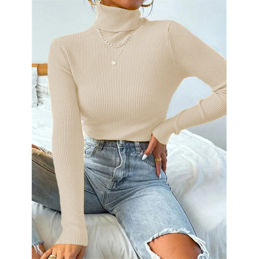 Turtleneck Sweater Pullover Knitted Top T-shirt
