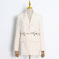 Woven Stitching Statement One-button Cropped Blazer Pants