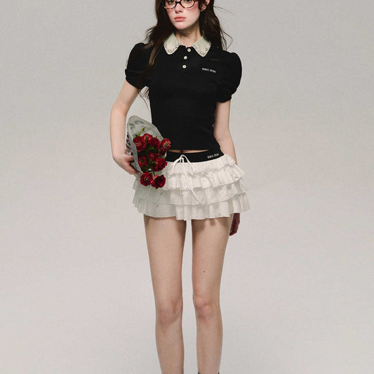 Spring White Embroidered Skirt Hipster
