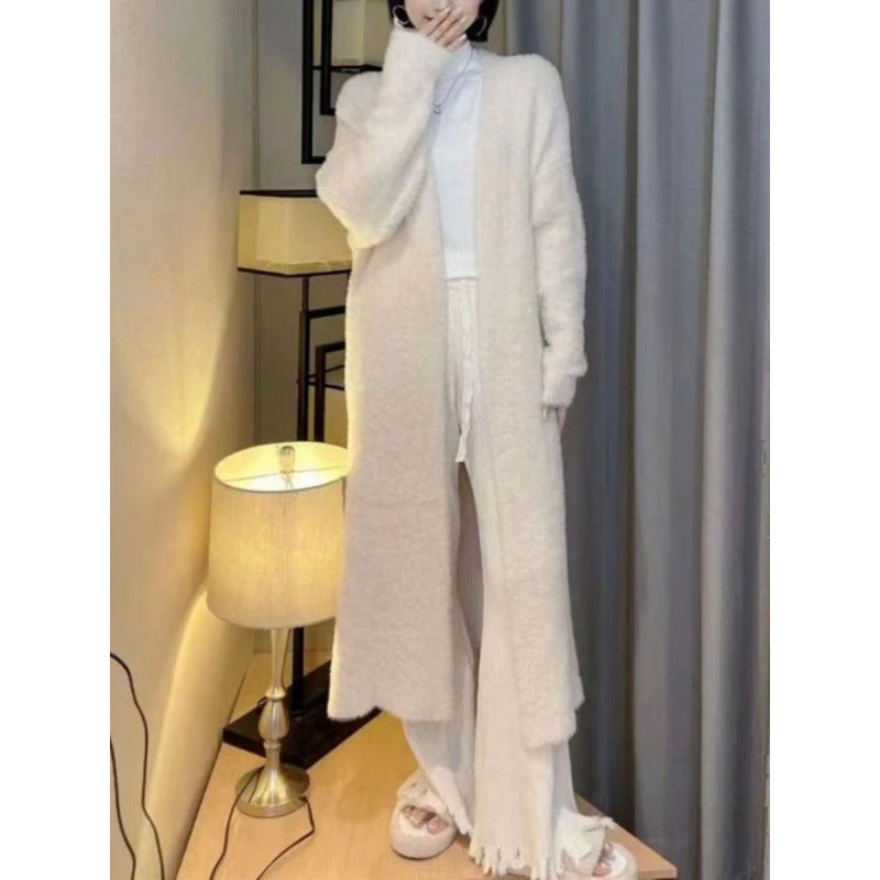 Loose Overknee Mink Knitted Sweater Cardigan Coat Women