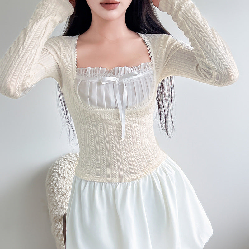 French Pure Desire Girl Long Sleeve Top For Women