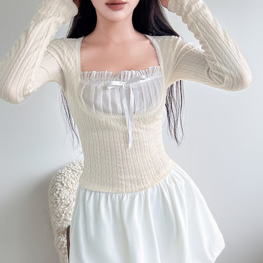 French Pure Desire Girl Long Sleeve Top For Women