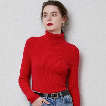 Turtleneck Sweater Women Slim Padded Inner Style