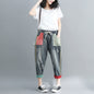 Artistic Contrast Color Washed Worn Jeans Women's All-matching Loose Casual Harem Pants