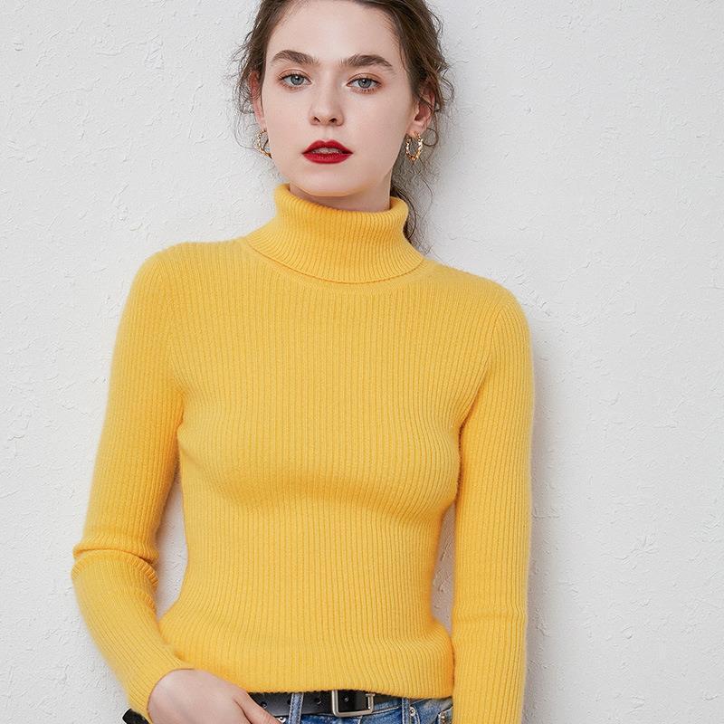 Turtleneck Sweater Women Slim Padded Inner Style