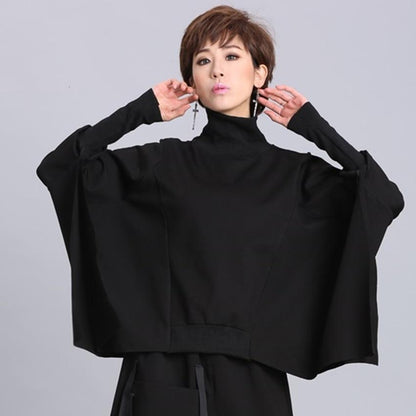 Street bat shirt irregular long sleeve pullover loose coat sweater women