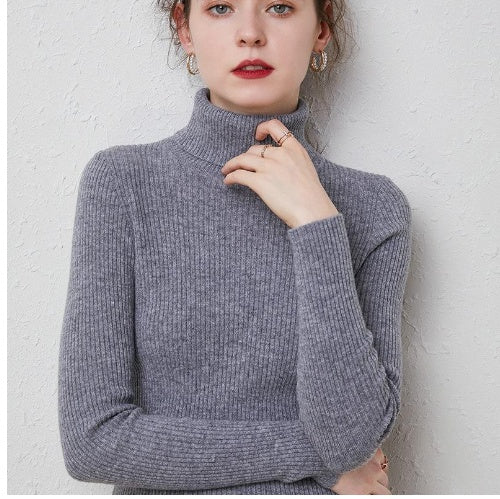 Turtleneck Sweater Women Slim Padded Inner Style
