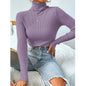 Turtleneck Sweater Pullover Knitted Top T-shirt