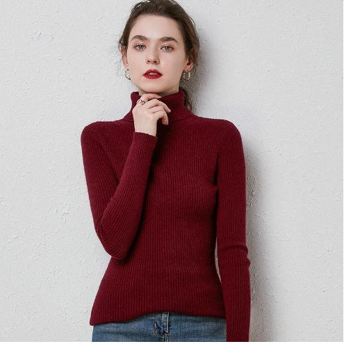 Turtleneck Sweater Women Slim Padded Inner Style