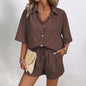 Women's Short-sleeved Shirt Loose Two-piece Suit