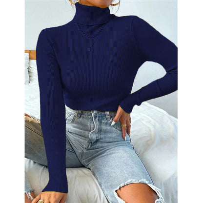 Turtleneck Sweater Pullover Knitted Top T-shirt