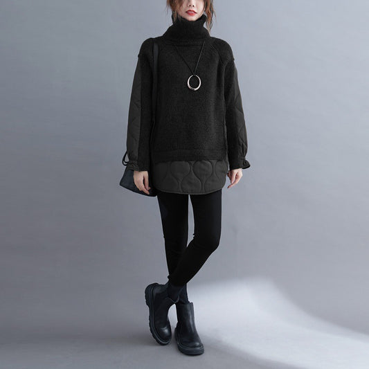 Women's Thickened Stitched Turtleneck Knitted Sweater