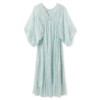 Summer New Chinese Style Elegant Dress National Style New Loose Sequins