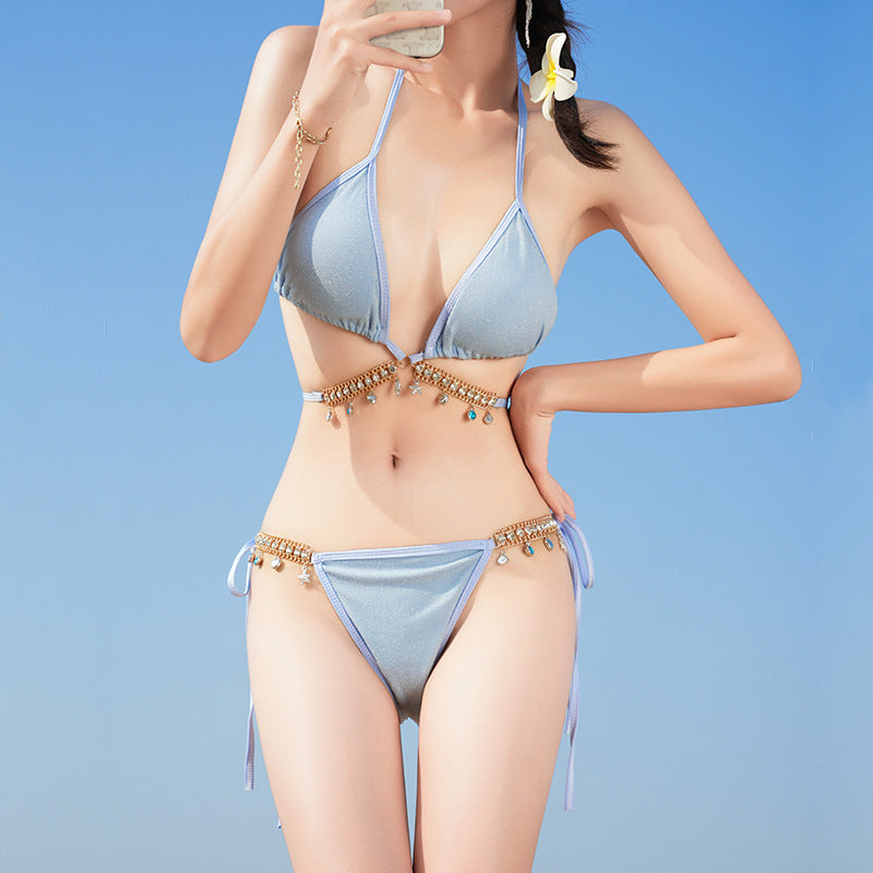 Swimsuit Woman Fish Drill Chain Strap Triangle Suit