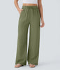 Women's Solid Color Casual Wide Leg Loose Drawstring Trousers