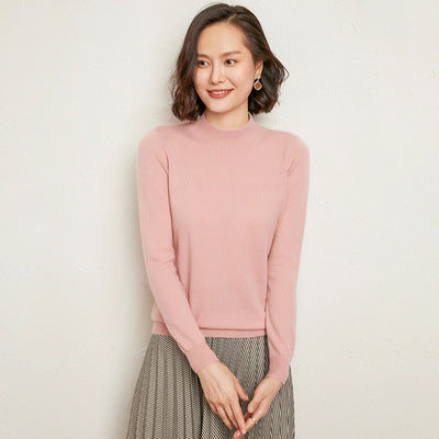 Half high collar cardigan long sleeve loose knit sweater
