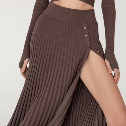 Pleated Skirt Lace-up Woolen Suit Women