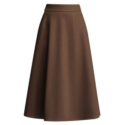 Woolen Skirt Women's Mid-length High Waist Umbrella Skirt