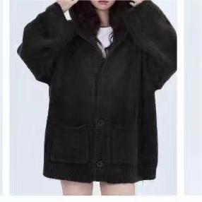 Retro High Sense Hooded Knit Cardigan