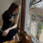 Retro Elegant Temperament French Navy Blue Age Reduction Dress