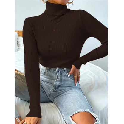 Turtleneck Sweater Pullover Knitted Top T-shirt