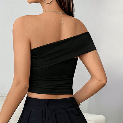 Sexy Off-shoulder Top Springsummer Slim Fit Short Vest