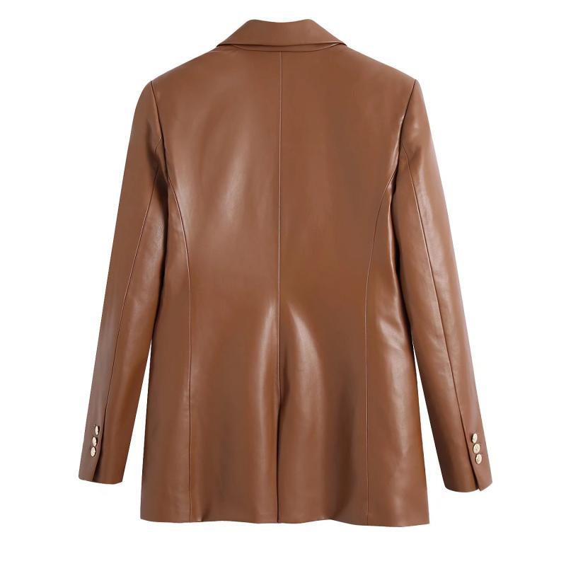Women's Simple French Faux Leather Blazer