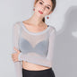 Women's Long Sleeve New Transparent Black Veil Inner Lace Half Gauze Clothes Skirt Top