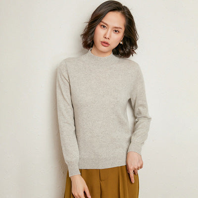 Half high collar cardigan long sleeve loose knit sweater