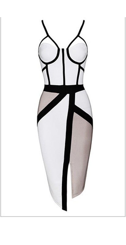 Women's Sleeveless V-Neck Suspender Bandage Dress