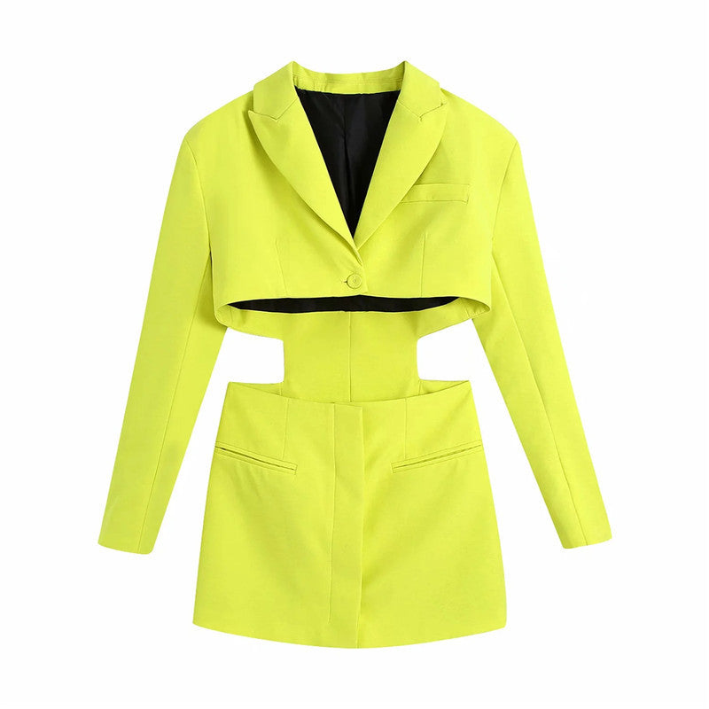 European And American Style Summer New Cropped V-neck Blazer Dress