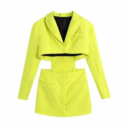 European And American Style Summer New Cropped V-neck Blazer Dress