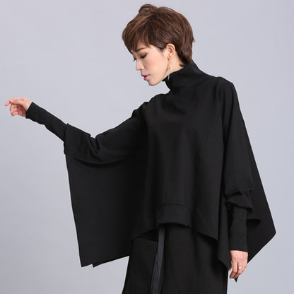 Street bat shirt irregular long sleeve pullover loose coat sweater women