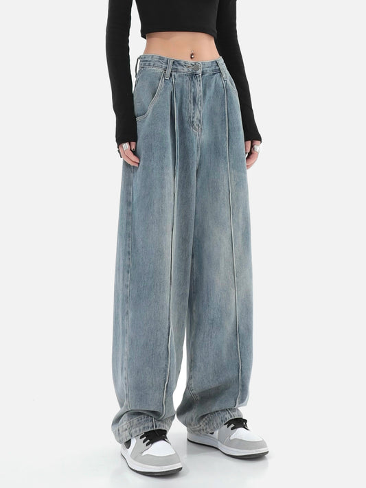 High Waist And Thin Design Sense High Street Mopping Straight Pants Ins Tide