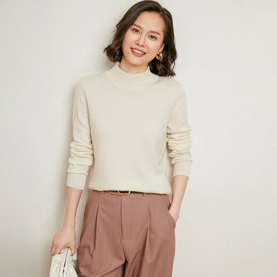 Half high collar cardigan long sleeve loose knit sweater