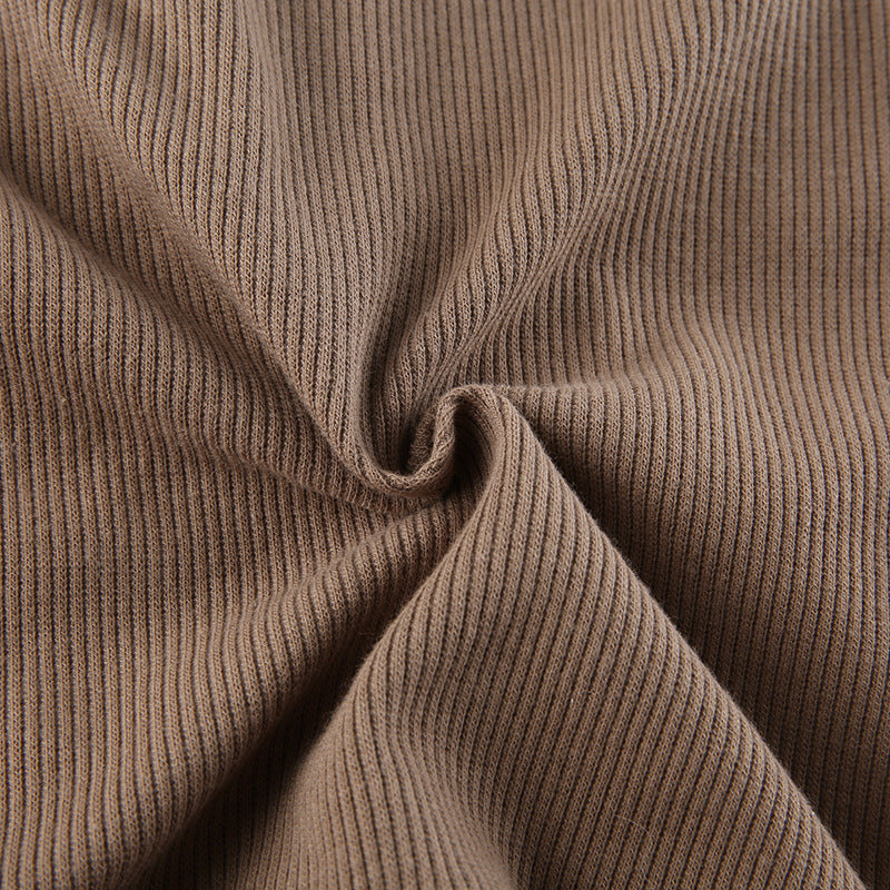Women's Skinny Panel Lace-Up Brown Ruffle Pack Hip Skirt