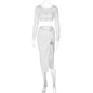 Tight High Waist Slit Skirt Two-piece Set