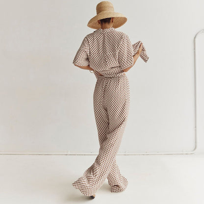 Women's Summer Printed Short-sleeved Shirt And Trousers Suit