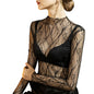 Women’s Lace Mesh  - Turtle Neck Sexy See Through Tee Shirts Party Club Night Lace Blouse