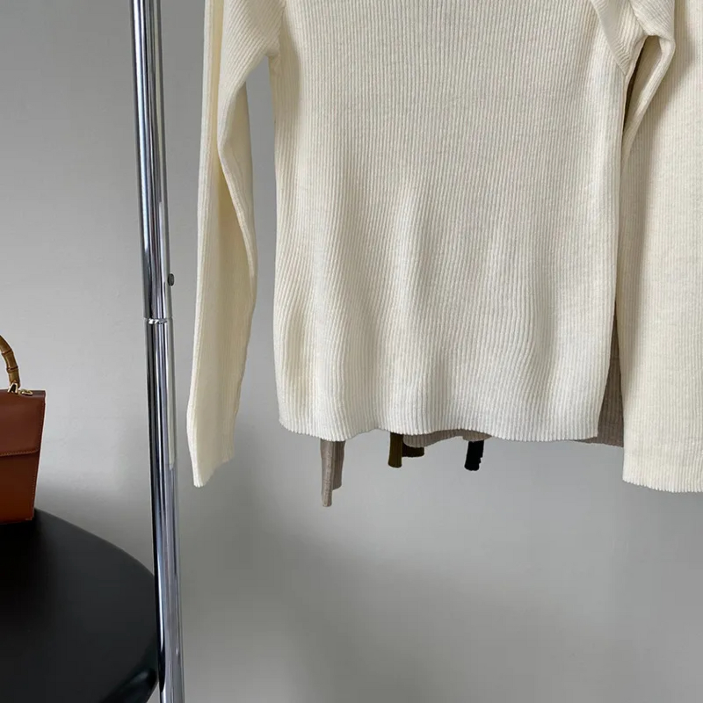 Women’s Korean Style Knitted Pullover – Simple Long Sleeve Round Neck Sweater Top
