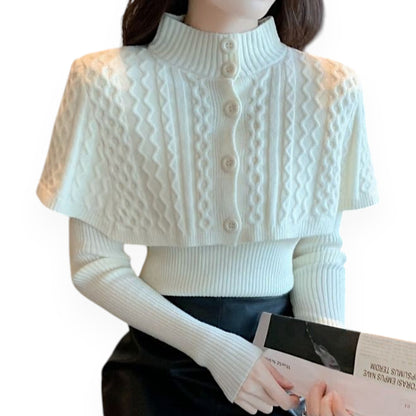 Women's Half Turtleneck Western Style Cable-knit Sweater Top