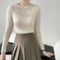 Women’s Korean Style Knitted Pullover – Simple Long Sleeve Round Neck Sweater Top