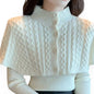 Women's Half Turtleneck Western Style Cable-knit Sweater Top