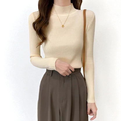Women’s Slim Fit Half Turtleneck Pullover Sweater – Long Sleeve Lightweight Inner Wear Knit Top