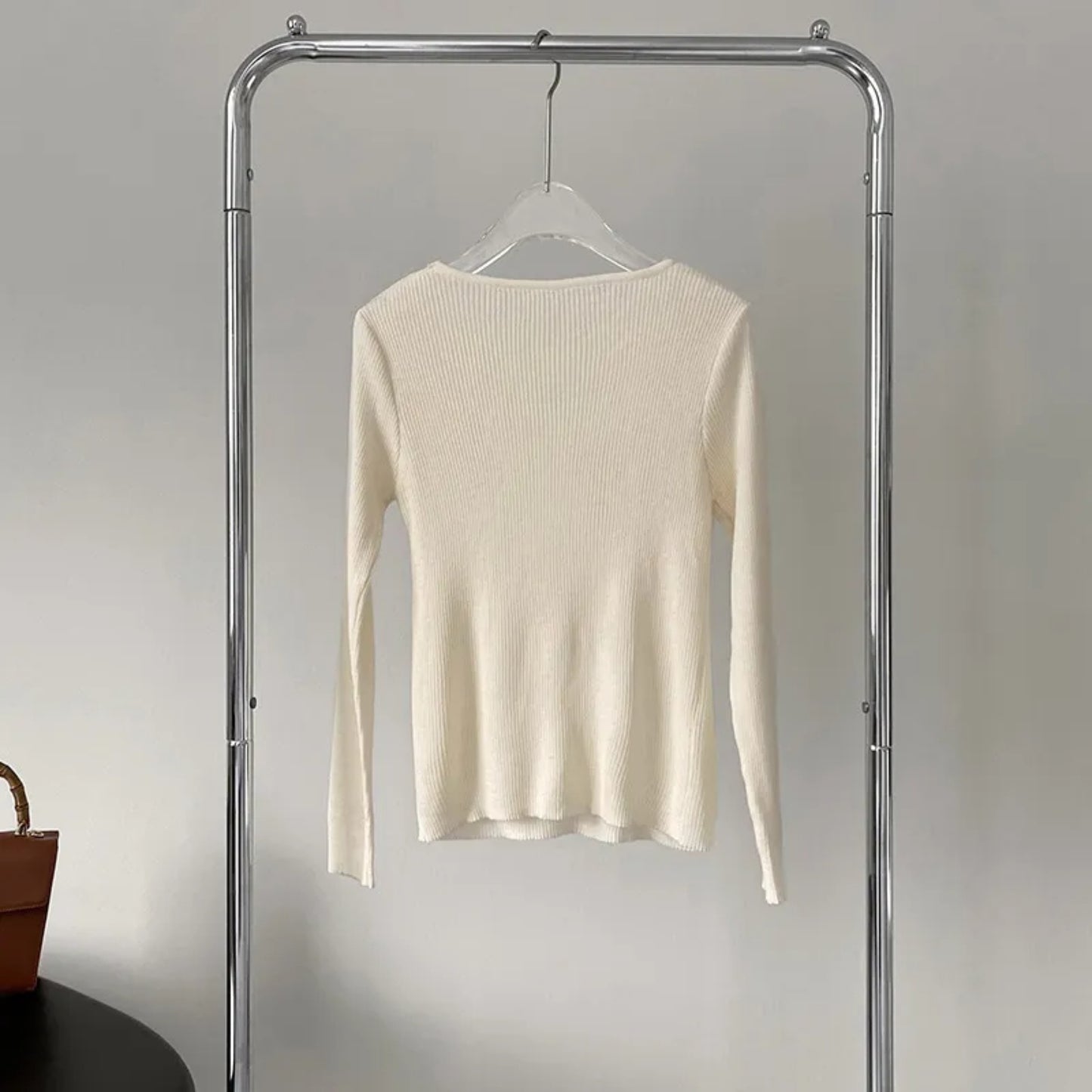 Women’s Korean Style Knitted Pullover – Simple Long Sleeve Round Neck Sweater Top
