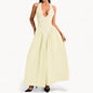 Women’s Fashion Long Summer Dress – Deep V Neck, Spliced Halter, Open Back Evening & Beach Dress
