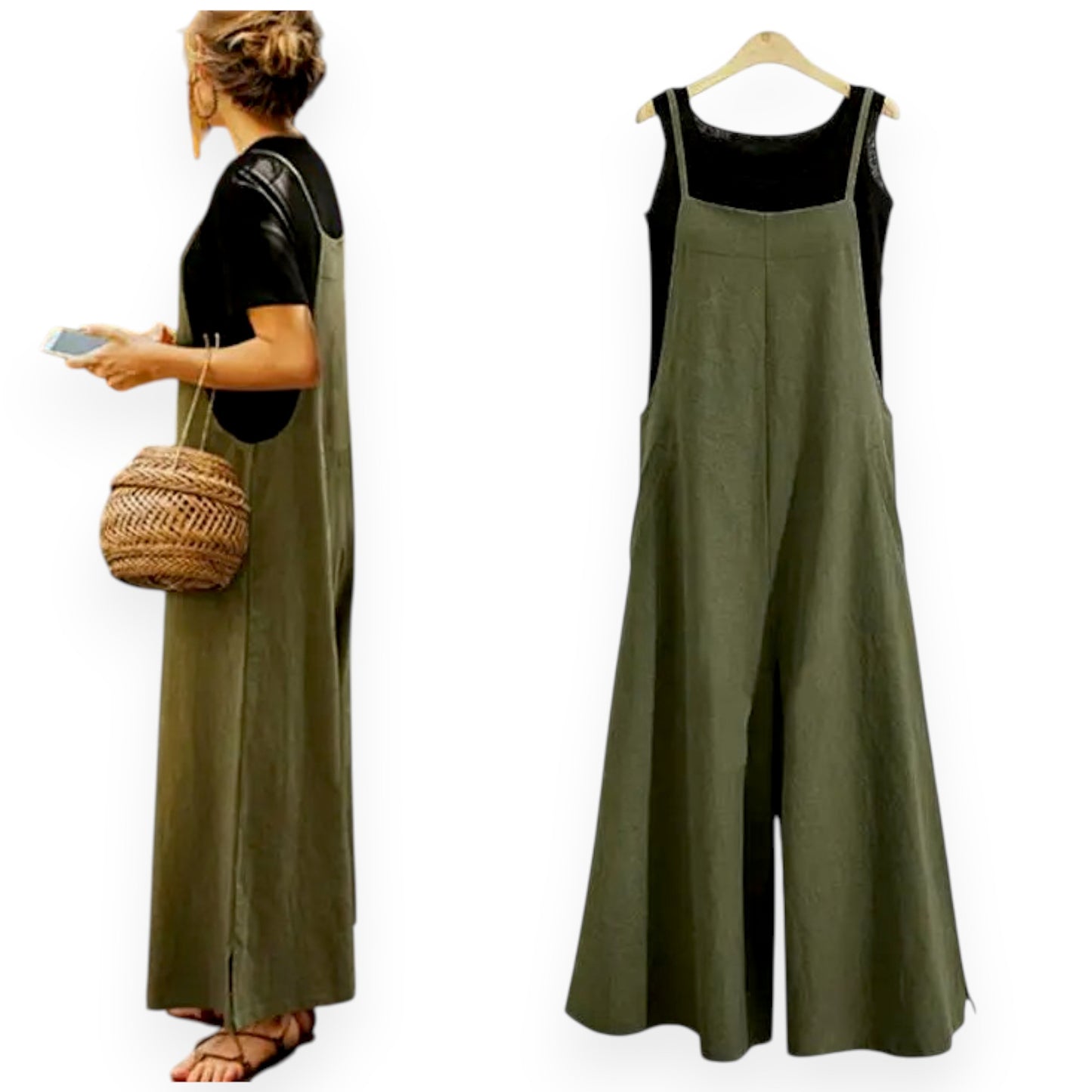 Women’s Solid Color Casual Jumpsuit – Sleeveless Summer Romper with Pockets, Lightweight One-Piece Outfit for Spring & Summer