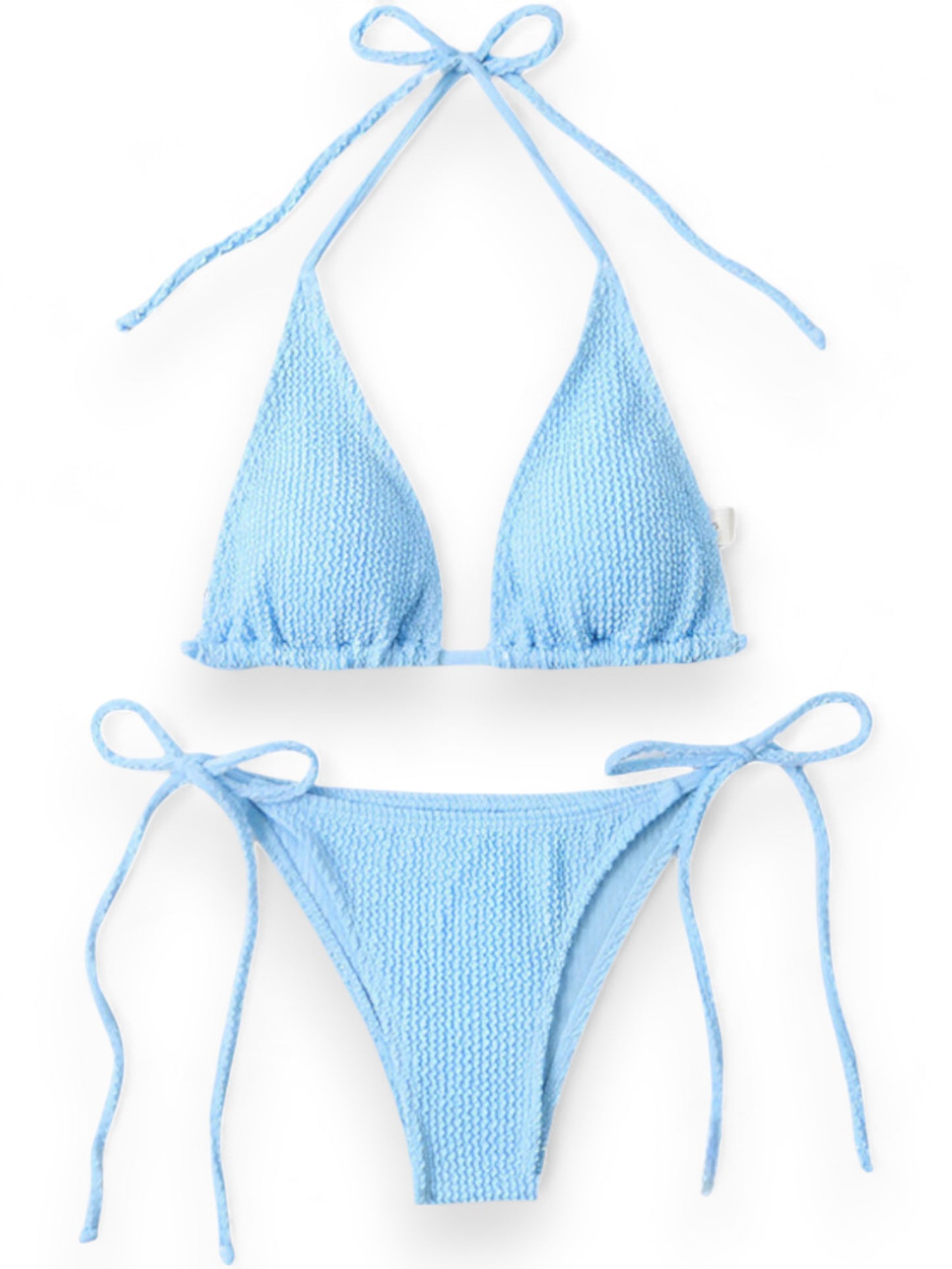 Sexy Ribbed Halter Bikini for Women – High Waist Two Piece Tie Side Swimsuit Set