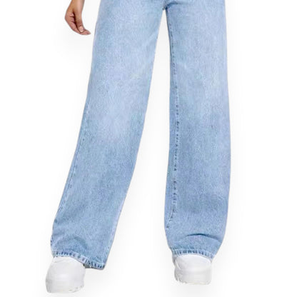 Straight Leg Jeans for Women – Mid Waist Loose Fit Denim Pants with Zipper, Casual Wide Leg Trousers